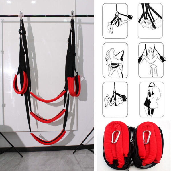 Spinning Hanging Love Sex Sling Swing with Seat Swivel Frame Leg Spreader Belt - Image 6