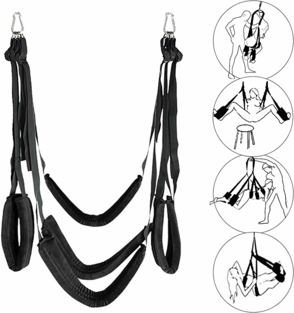 Spinning Hanging Love Sex Sling Swing with Seat Swivel Frame Leg Spreader Belt - Image 21