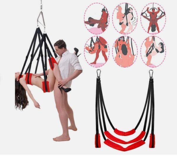 Spinning Hanging Love Sex Sling Swing with Seat Swivel Frame Leg Spreader Belt - Image 2
