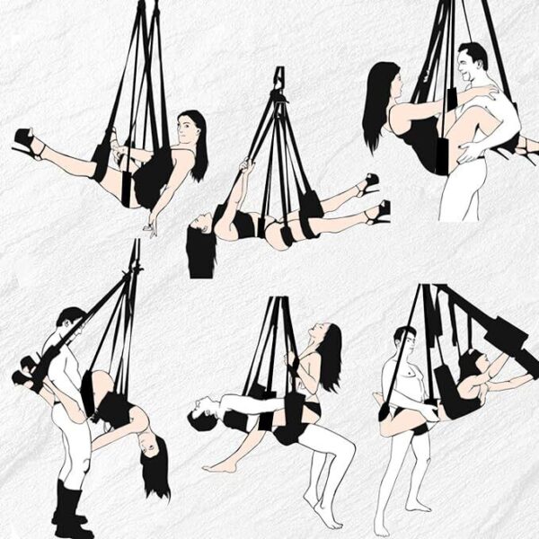Spinning Hanging Love Sex Sling Swing with Seat Swivel Frame Leg Spreader Belt - Image 3